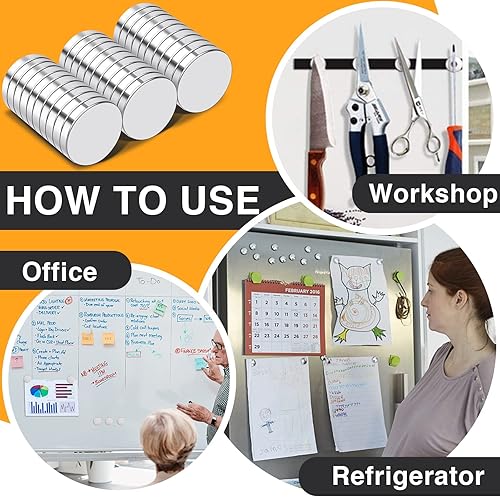 Miniatura 3 de TRYMAG 60 unidades de imanes de neodimio pequeños para refrigerador de tierras raras de 10 x 2 mm, imanes redondos pequeños multiusos en miniatura