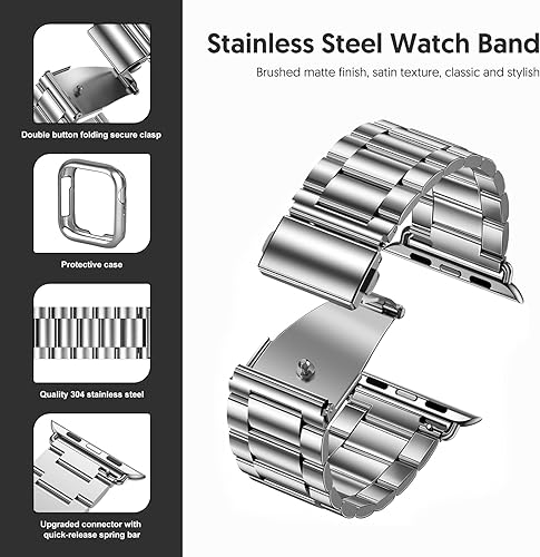 Miniatura 4 de Wristitani Compatible con correa de Apple Watch, desmontaje y montaje a mano, no necesita herramientas, correas de repuesto de acero inoxidable para