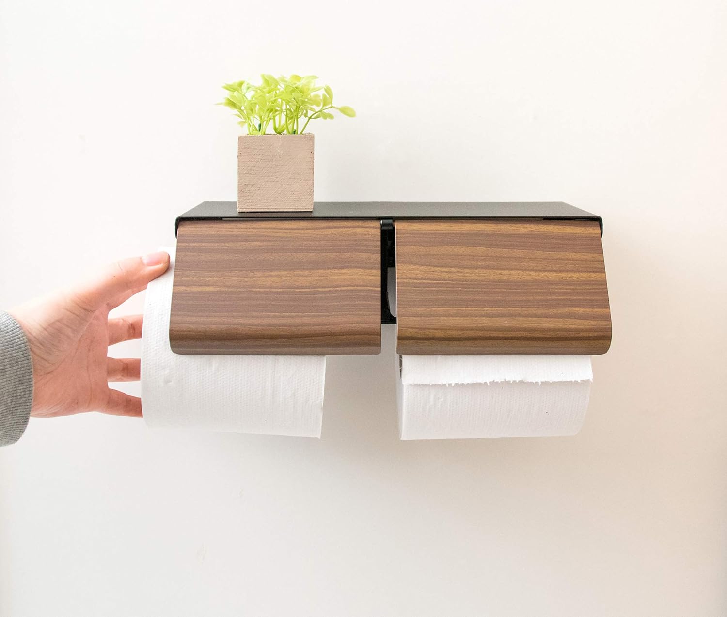 Miyatake Seisakusho TP-900M BR Toilet Paper Holder, TEER, Width 9.8 x Depth 3.9 x Height 3.1 inches (25 x 10 x 8 cm), Brown, Double Row
