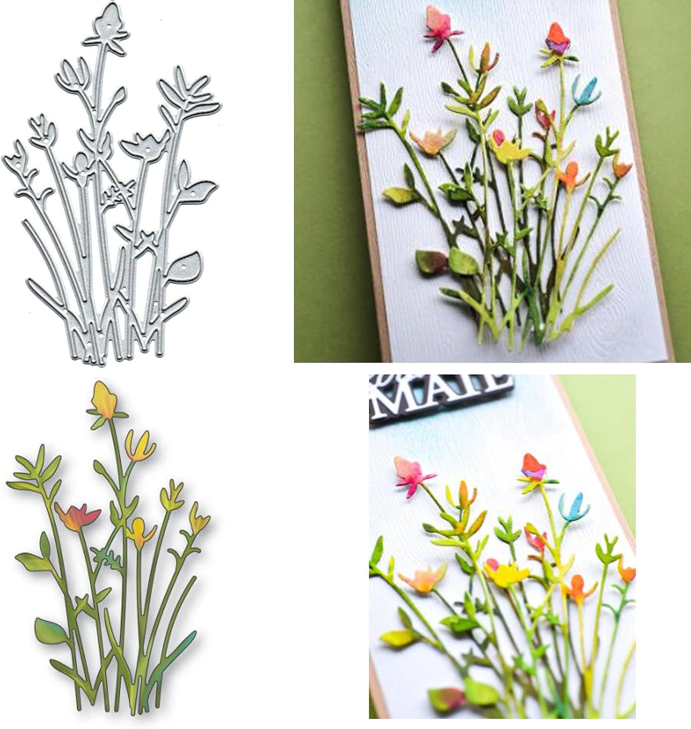 Floral Stems Metal Die Cuts for Card Making,Spring Flower Leaf Grass Card Cutting Dies Cut Stencils DIY Scrapbooking Album Decorative Embossing Paper Card Embossing Craft