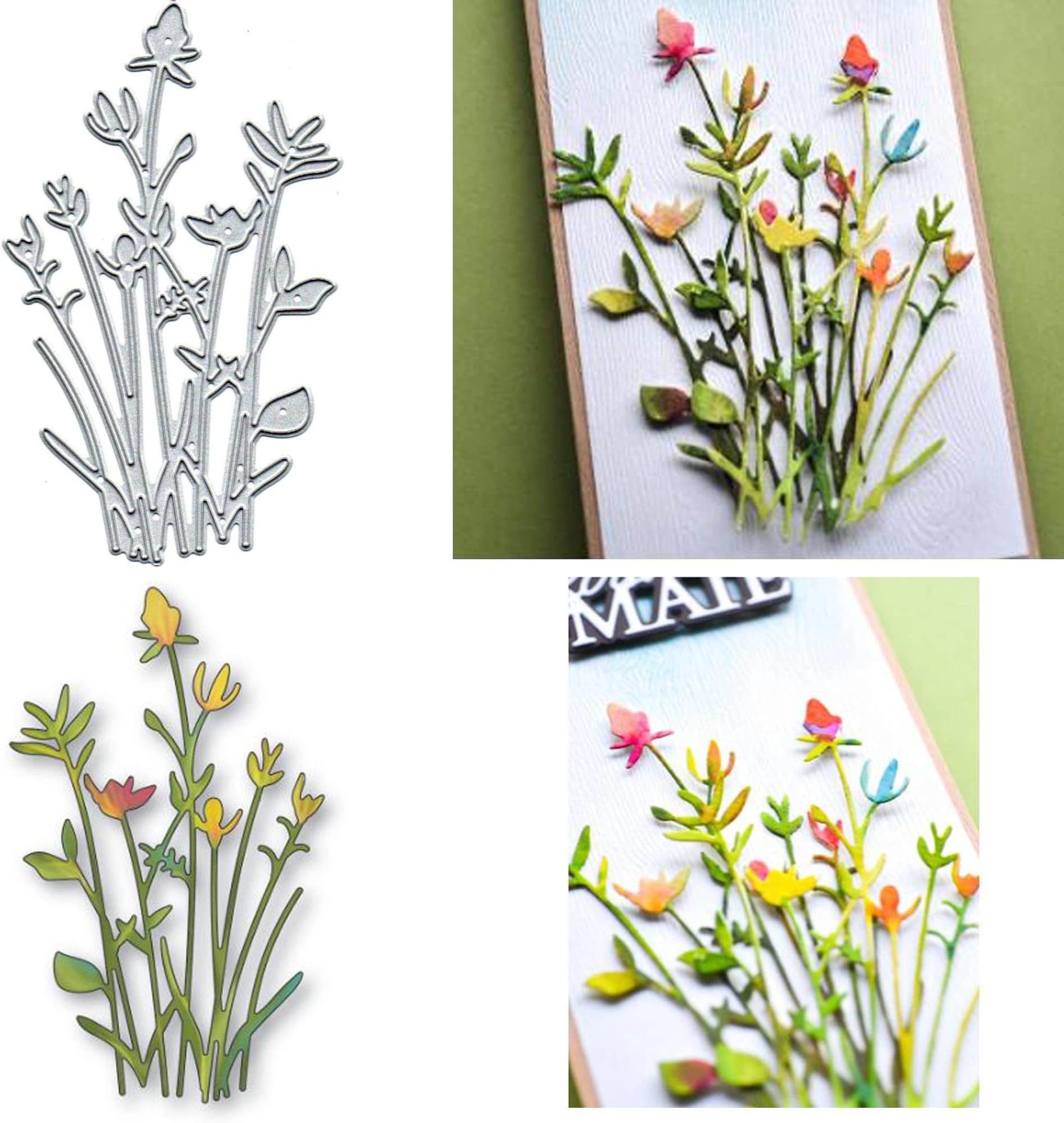 Floral Stems Metal Die Cuts for Card Making,Spring Flower Leaf Grass Card Cutting Dies Cut Stencils DIY Scrapbooking Album Decorative Embossing Paper Card Embossing Craft