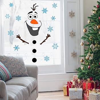 Cartoon Cartoon Christmas Blue Snowman Self-Adhesive Wall Sticker Double-Sided Visible Window Glass Sticker I.569532157