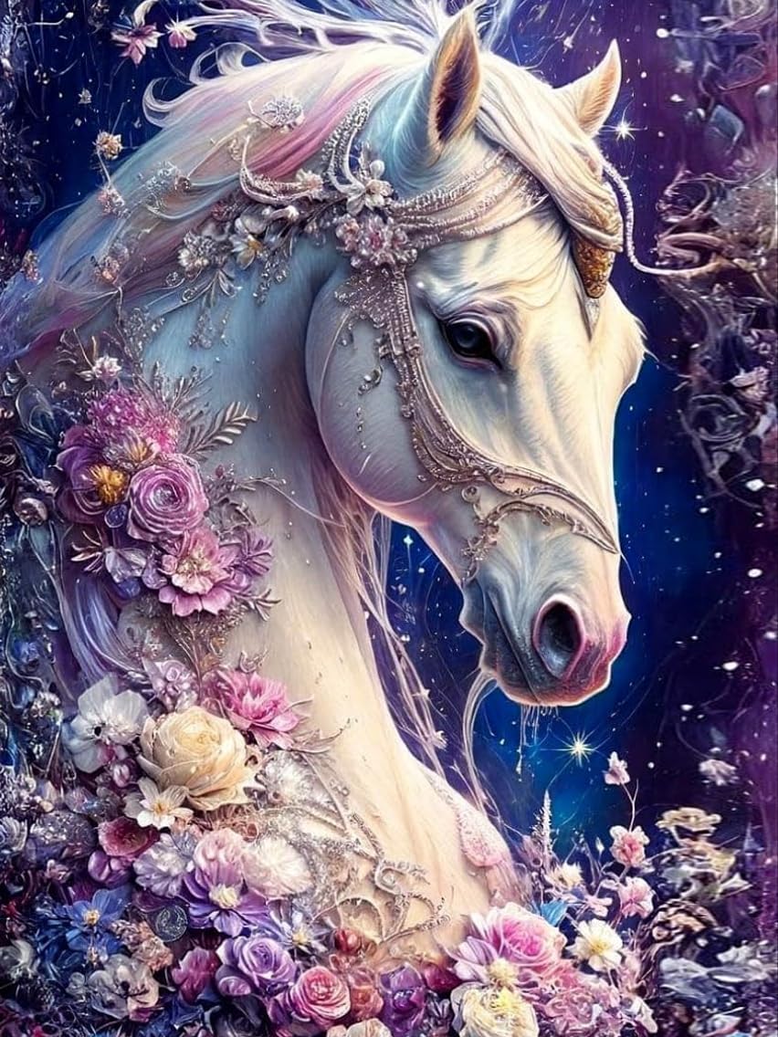 Zeyevan Diamond Painting Pferd - 5D DIY Diamantmalerei Kit, 30x40 Cm, Mit Strasssteinen