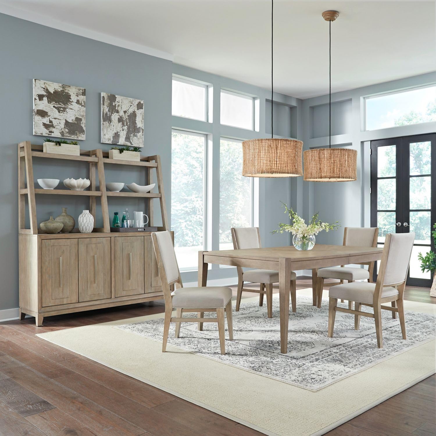 Liberty Furniture Brentwood 5 Piece Rectangular Table Dining Room Set Contemporary 4 Upholstered Chairs by LIBERTY FURNITURE INDUSTRIES, INC. – Model 789-DR-5RLS