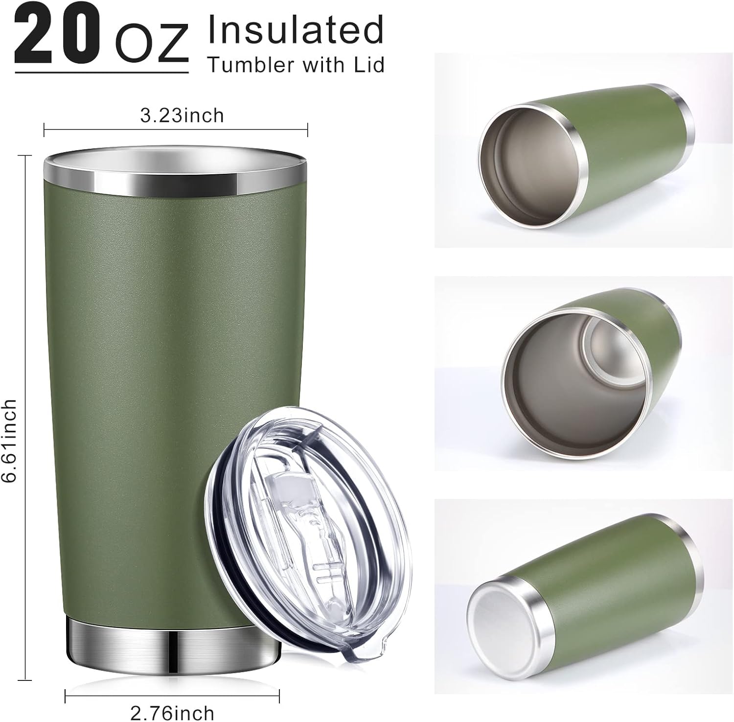 Sieral 36 Packs Stainless Steel Tumbler Bulk with Lid Vacuum Double Wall Insulated Travel Coffee Mug Powder Coated Tumbler Cup for Graduation Wedding Christmas Birthday Party(Army Green, 20 oz) - Image 2