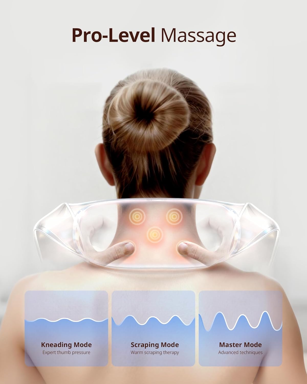 Cordless Shiatsu Neck and Back Massager with Heat, 10 Mins x 12 Uses, 3 Massage Modes & 2 Intensity Levels, 3D Kneading Deep Tissue for Pain Relief, Voice Prompt & Smart Memory, Re...