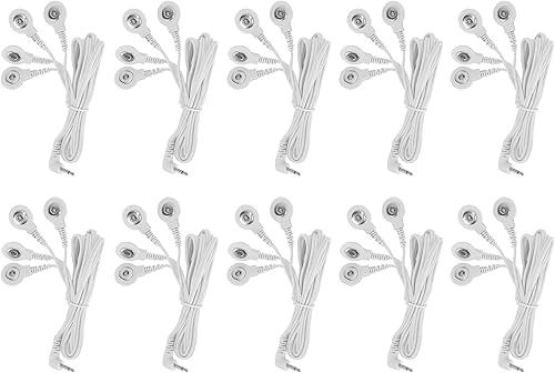10pcs DC 0098in 4 botones electrodo plomo cable de alambre cables de plomo compatibles para la máquina digital TENS masaje