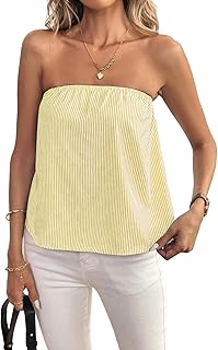 Women's Strapless Tube Top Striped Loose Bandeau Sleeveless Going Out Tops
