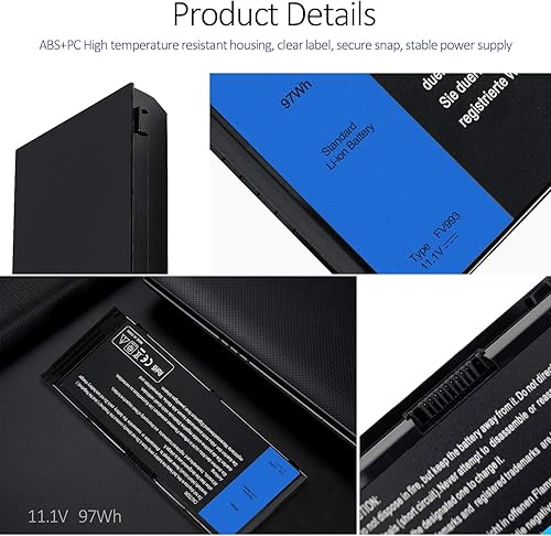 Miniatura 4 de SOLICE Nueva batería para portátil M4800 M6800 FV993 compatible con Dell Precision M4600 M4700 M6700 M6600 Series, compatible con portátiles FJJ4W