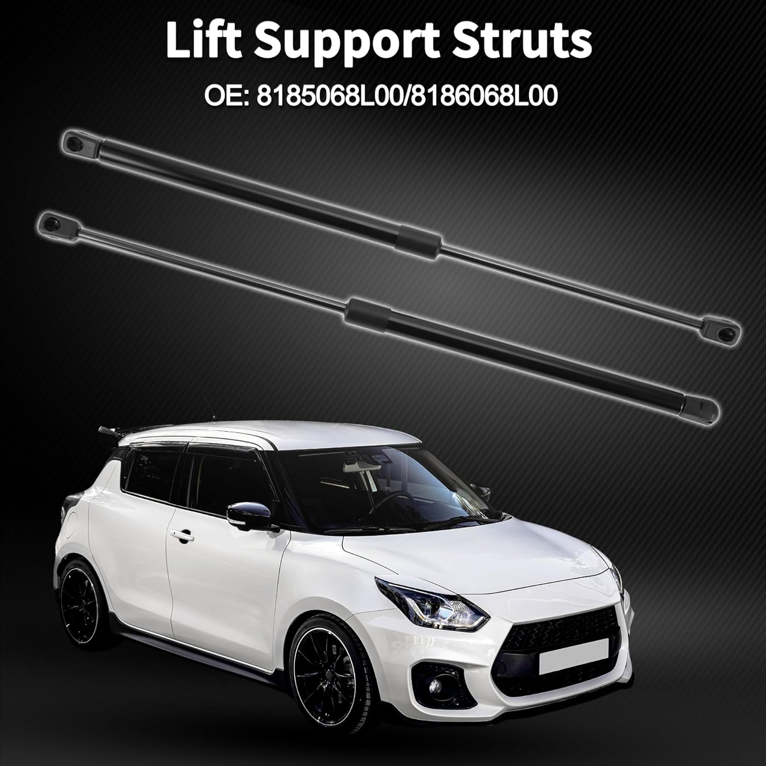Rear Hatch Lift Supports Struts for Suzuki Swift IV (FZ, NZ) Hatchback 2010-2015 No.8185068L00/8186068L00 Gas Spring Black 2 Pcs