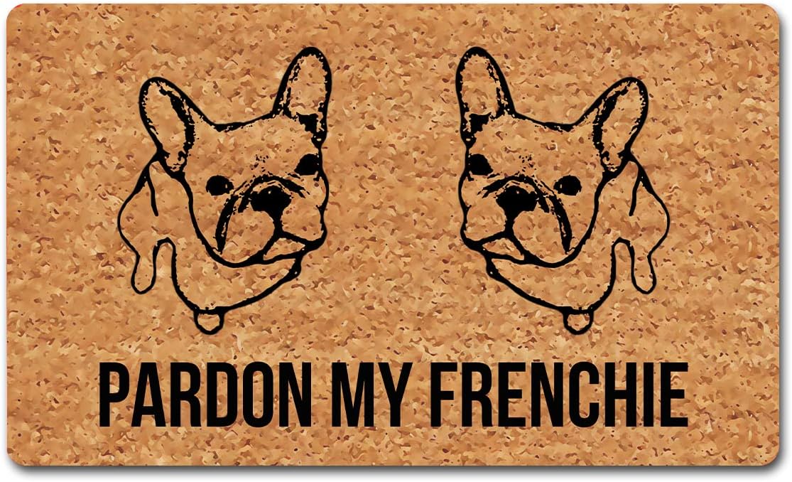 Funny Welcome Rugs House Warming Novelty Gift Mats Parden My Frenchie Cute Dog Theme Dog Mats Home Decor Rugs Front Porch Decor Doormat for The Entrance Way Indoor Rubber Kitchen Mat 18"(W) x 30"(L)