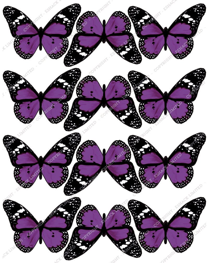 Cakeshop Edible Cake Toppers Est. 2012 Purple Cakeshop 12 X Pre-Cut Edible Butterfly Cake Toppers
