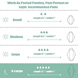 Wegreeco Reusable Menstrual Pads - Soft Cloth Sanitary Pads & Panty Liners - 6 Pack with 1 Mini Wet Bag (Medium, Peacock)