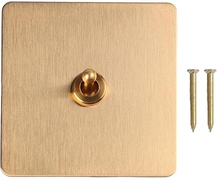Vintage Brass Toggle Light Switch 86 Type Retro Style Wall Switch Panel 1/2 Way Rocker Switch for Home Improvement, 86 * 86 * 37mm1 Gang