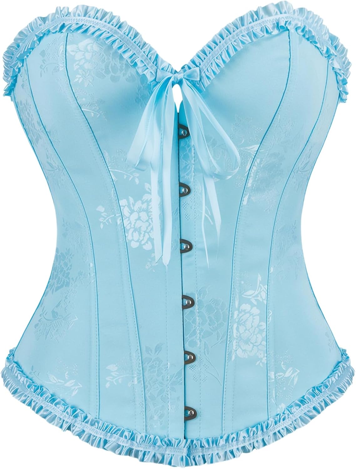 SEAUR Bustier Corset for Women Floral Ruffle Toggle Shapewear Lingerie lace up Adjustable Strapless Top XS-2XL