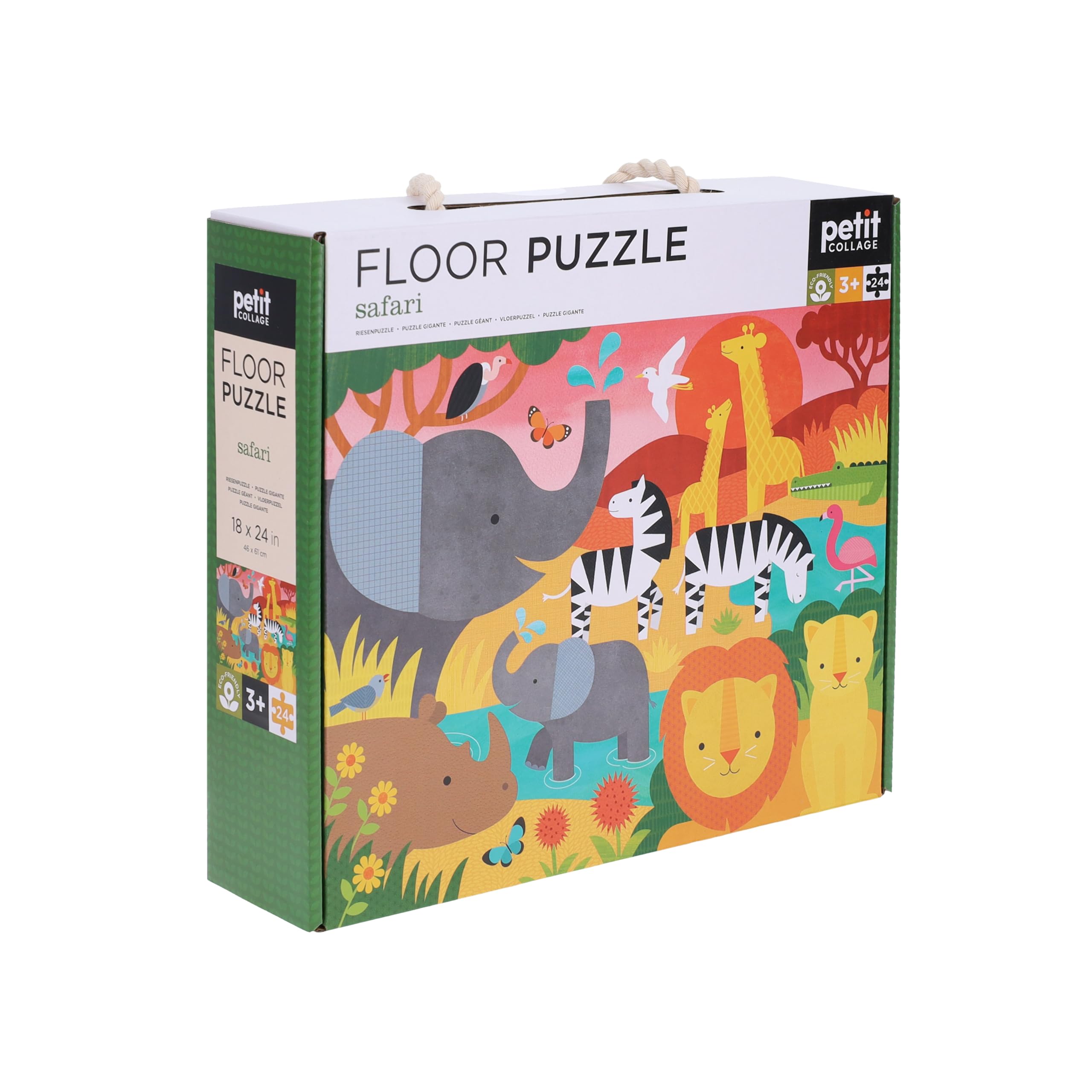 Petit Collage Floor Puzzle, Safari, 24-Pieces - Large Puzzle for Kids, Completed Safari Puzzle Measures 18" x 24" - Makes a Great Gift Idea for Ages 3+ and Animal Lovers - Image 5