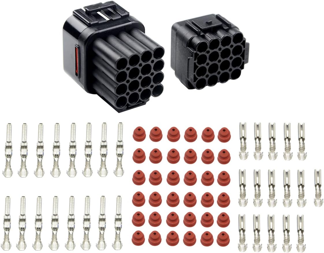WMYCONGCONG 5 Kits 16 Pin Way Waterproof Electrical Connector Plug for Car Automotive, fits 2.2mm Terminals Wire