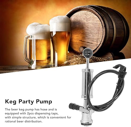 Miniatura 5 de Keg Beer Tap Pump for American D System Kegs, 4 inch Draft Beer Picnic Party Pump with Beer Hose and 2 Beer Tap, Compatible with