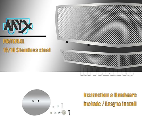 Miniatura 5 de Parrilla delantera compatible con Cadillac CTS 2008-2013 y 11-14 CTS Coupé de acero inoxidable cromado de malla combinada (no para CTS-V Coupe, no