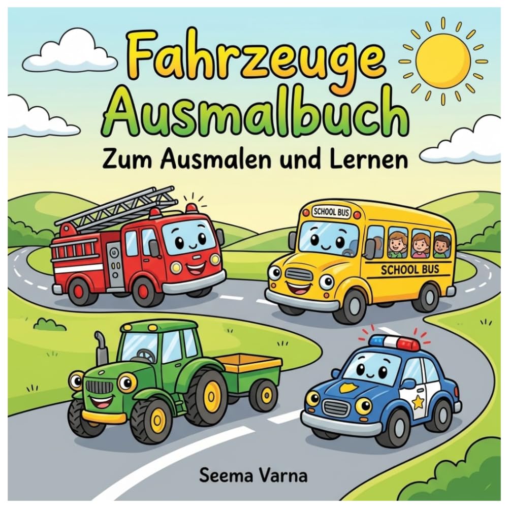 Fahrzeuge Malbuch: Fahrzeuge mit Namen & Artikeln – ab 2 Jahren