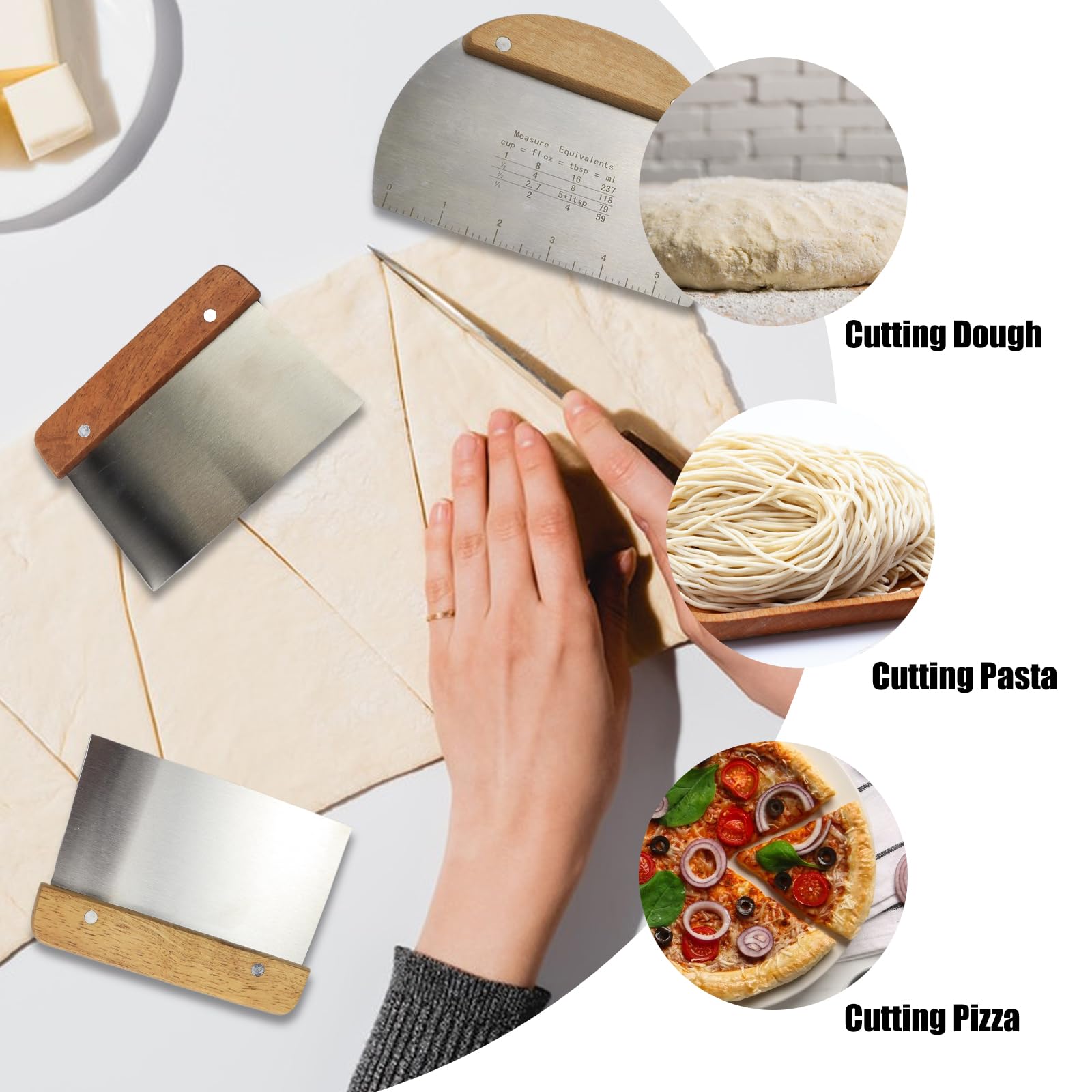 FINDIR 3pcs Cercle a Patisserie Réglable + Grattoir à Pâte 240 x 200mm