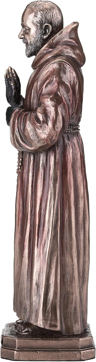 Veronese Design 8 1/2 Inch Saint Pio of Pietrelcina Cold Cast Resin Bronze Finish Religious Sculpture - Image 6