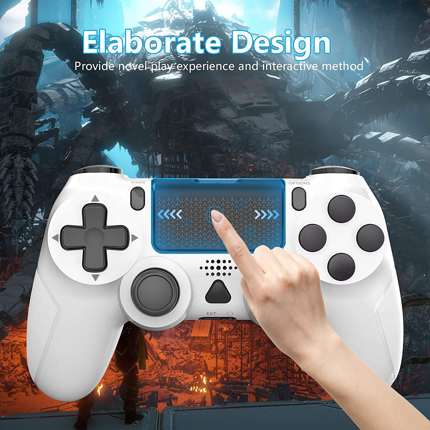 Super Big Clearance! Wireless Gaming Controller for PS4, YCCSKY Wireless Gamepad Joypad Built-in Gyro/ Speaker/ Vibration Remote Joystick with Share Button and Ergonomic Design for PS4/ Slim/ Pro (White)
