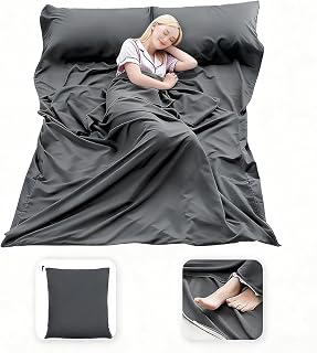 Sleeping Bag Liner Lightweight Compact Sleeping Bag Sack Portable Clean Travel Sheet Camping Sleep Sheet for Backpacking Hotel Hiking