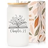 SteadStyle 21st Birthday Gifts for Her - 16oz Frosted Glass Cup with Lids and Straw, 21 Year Old B-day Gifts, Happy 21s Birthday Decoration for Women, Sister, Best Friend, Daughter, Girlfriend