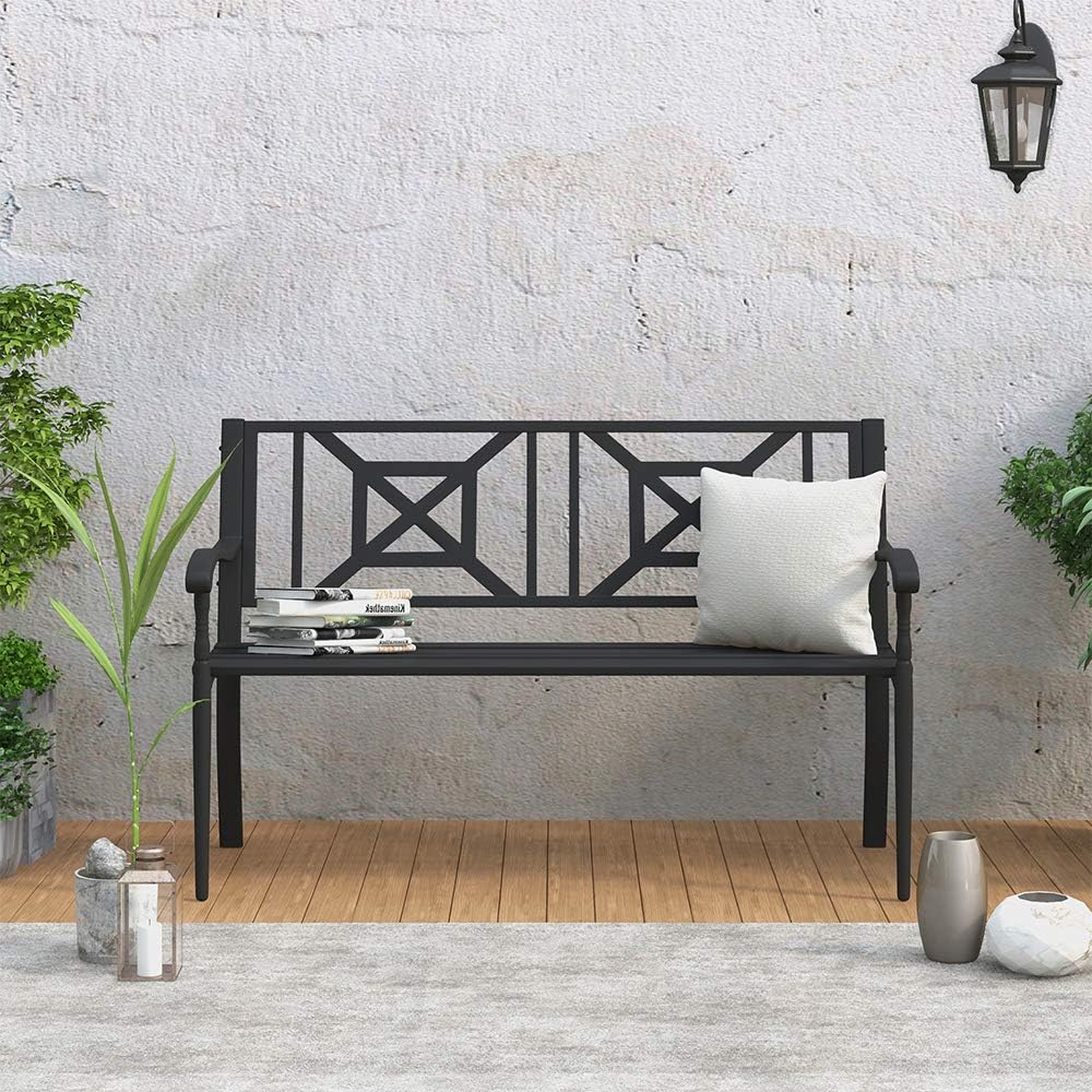 MAYPEX 4 Ft. Steel Outdoor Garden Bench Patio Chair Yard Park Seating Outside Furniture 2-Person Loveseats