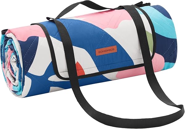 SONGMICS Coperta Picnic 300x200 cm con motivo felci multicolore