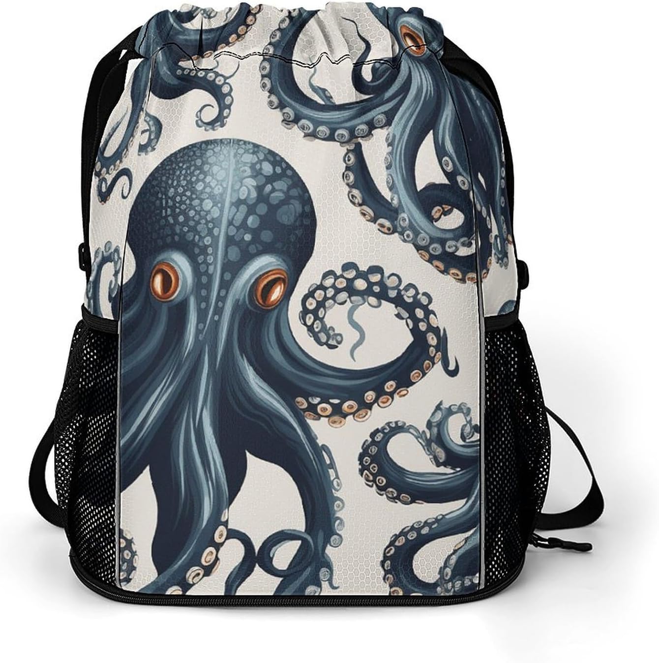 Fitness Drawstring Backpack Waterproof Gym Bag Octopus Pattern Lightweight Dry And Wet Separation Swim Bag