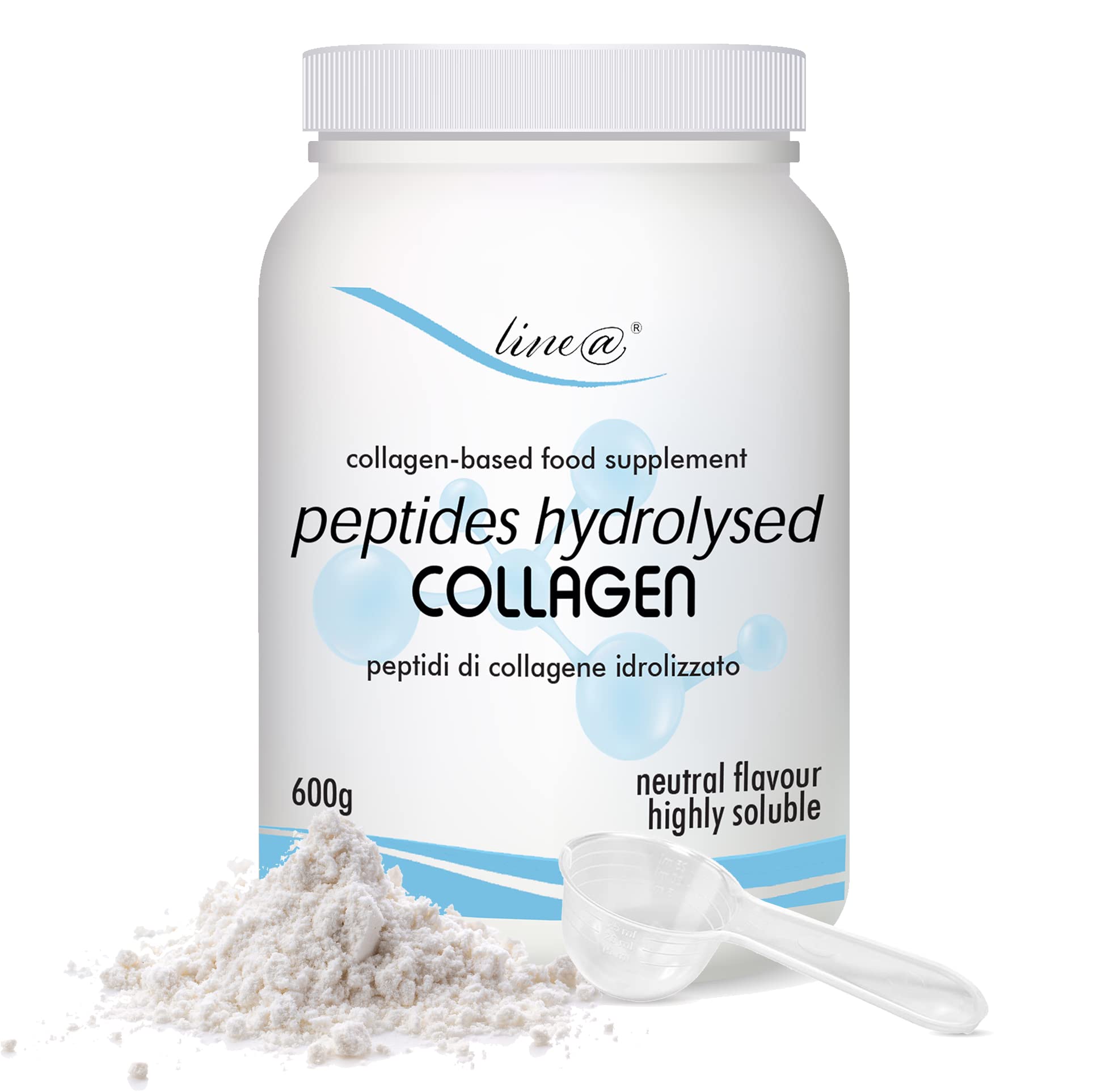 Poudre de collagène Line@diet 600g | Peptides de collagène hydrolysés | Très soluble et non aromatisé (600g)