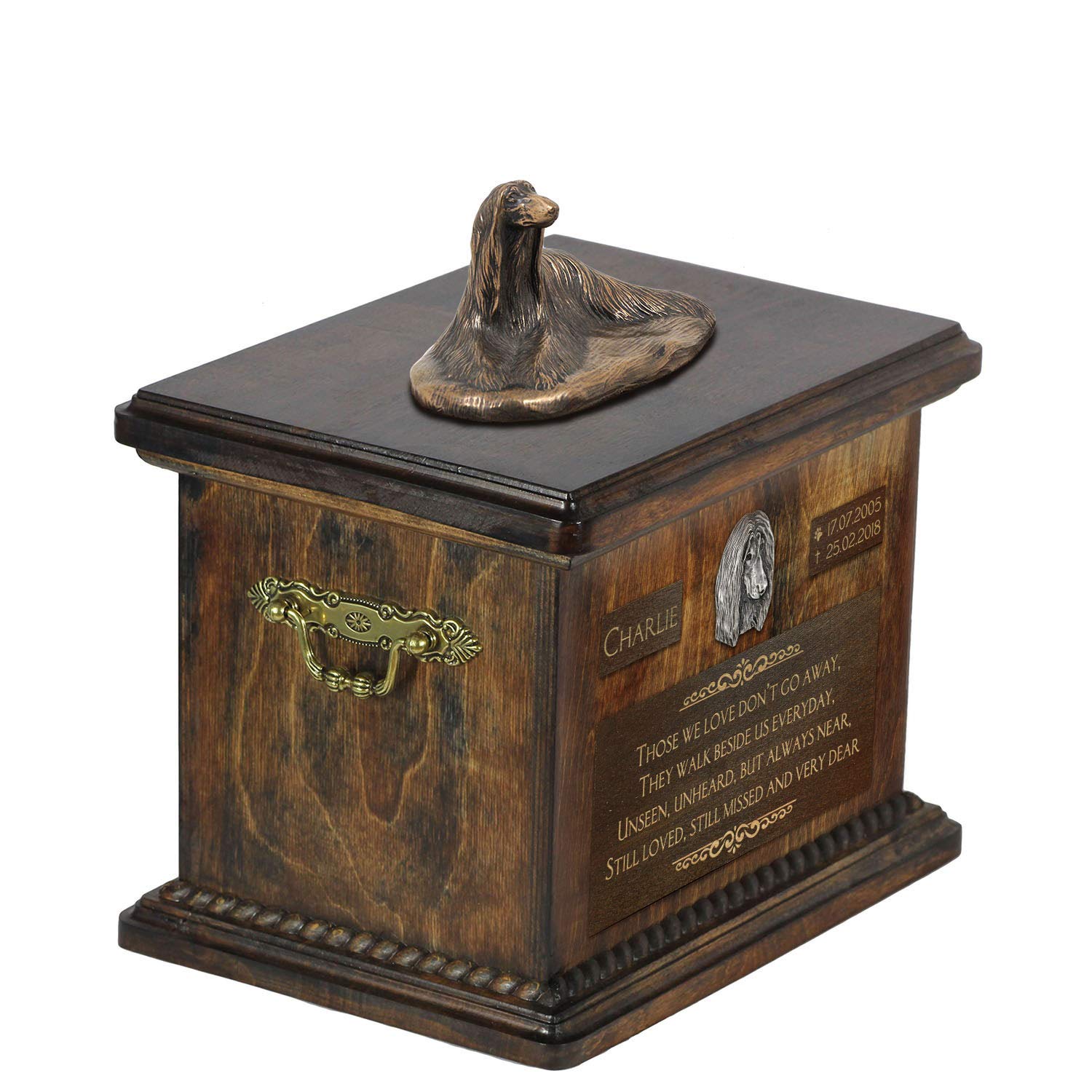 Statue pour cendres de chien lévrier afghan : urne commémorative Art-Dog