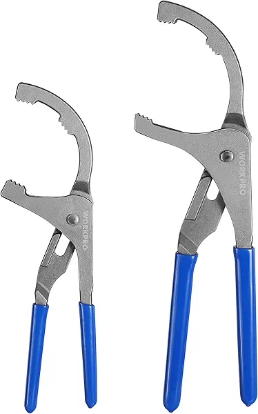 WORKPRO Oil Filter Wrench Set, 9" & 12" Adjustable Oil Filter Removal Pliers Tools, Ideal for Engine Filters, Cars, and Trucks, 2-piece