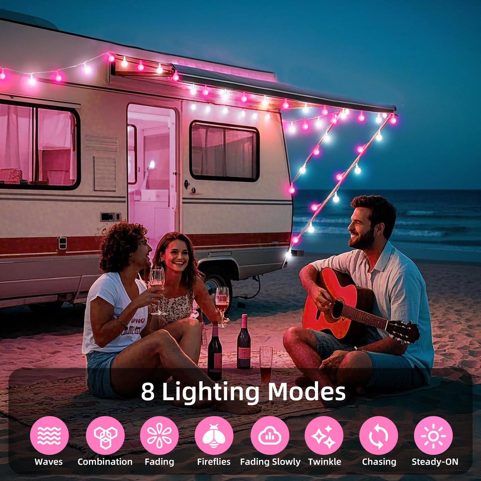 20M 200 LED Fairy Lights Outdoor Globe String Lights Plug in Christmas Lights Waterproof with Remote Timer Memory 8 Modes for Indoor Bedroom Garden Patio Mother's Day Party Decorations Cool Pink - Image 2