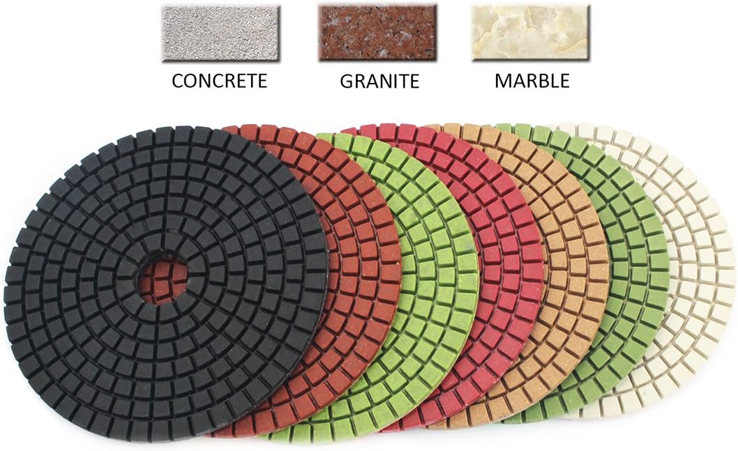 4 inch Concrete Diamond Polishing Pad 10 Pcs Set with Rubber Backer by Z-Lion for Concrete Granite Marble Stone Polishing