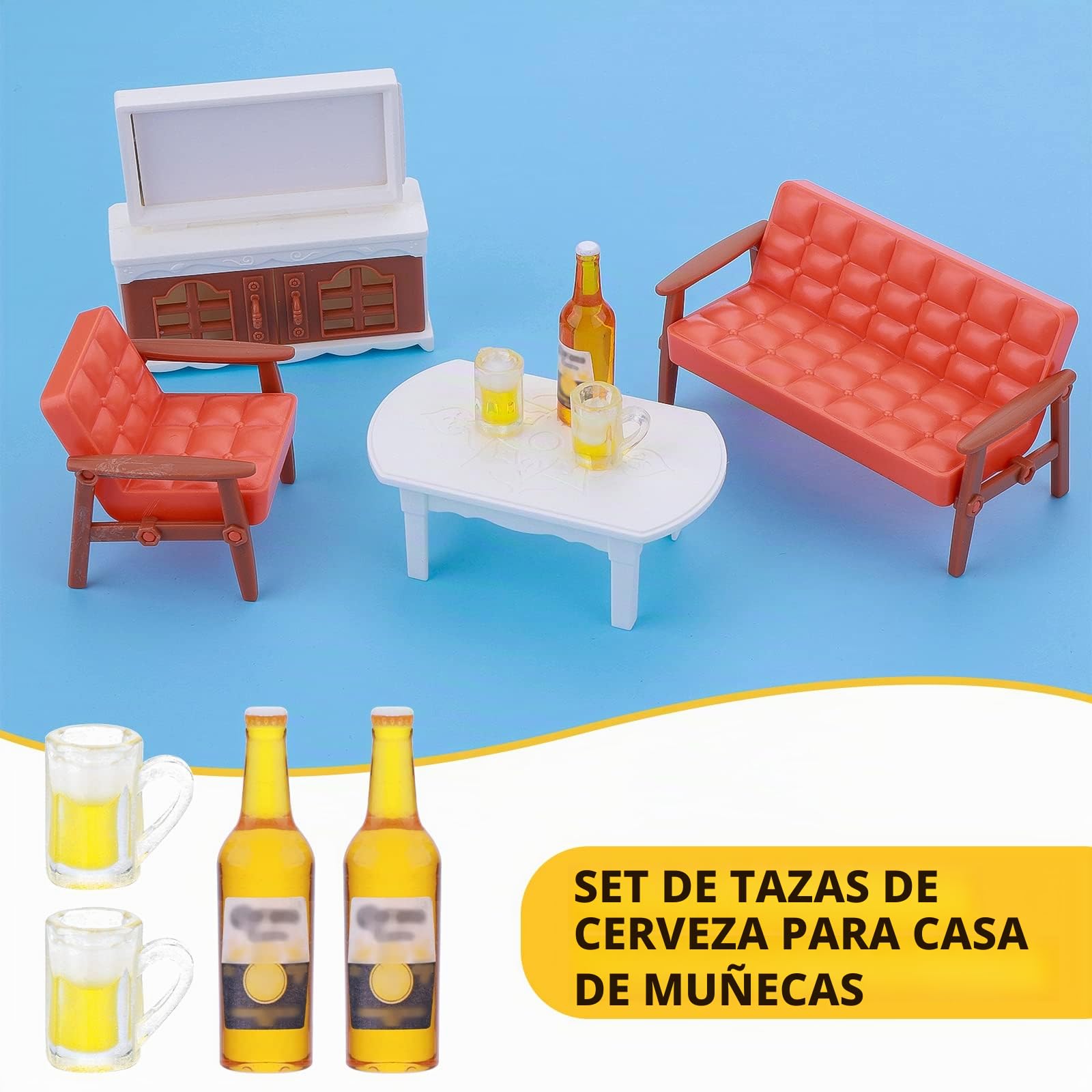 Set De 16 Botellas De Cerveza En Miniatura Para Casa De Muñecas - 12 Vasos Y 4 Botellas De Resina Realistas, Escala 1:12, Accesorio Para Decoración De Bares Y Restaurantes