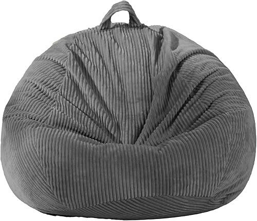 Miniatura 7 de Funda para puf (sin relleno), funda para puf, puf para niños, adultos, adolescentes pequeña de 32 x 28 pulgadas pulgadas, puf gris..