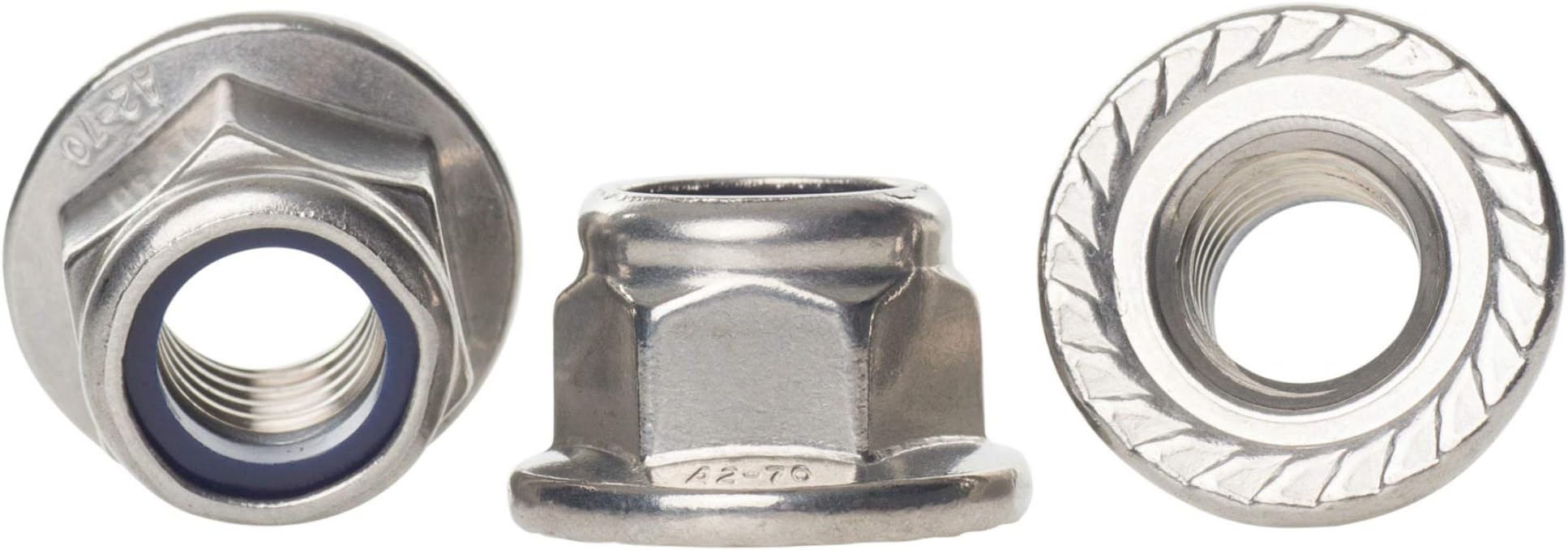 M8 Flanged Insert Nylon Self Locking Nut A2 Stainless Steel, Hexagon