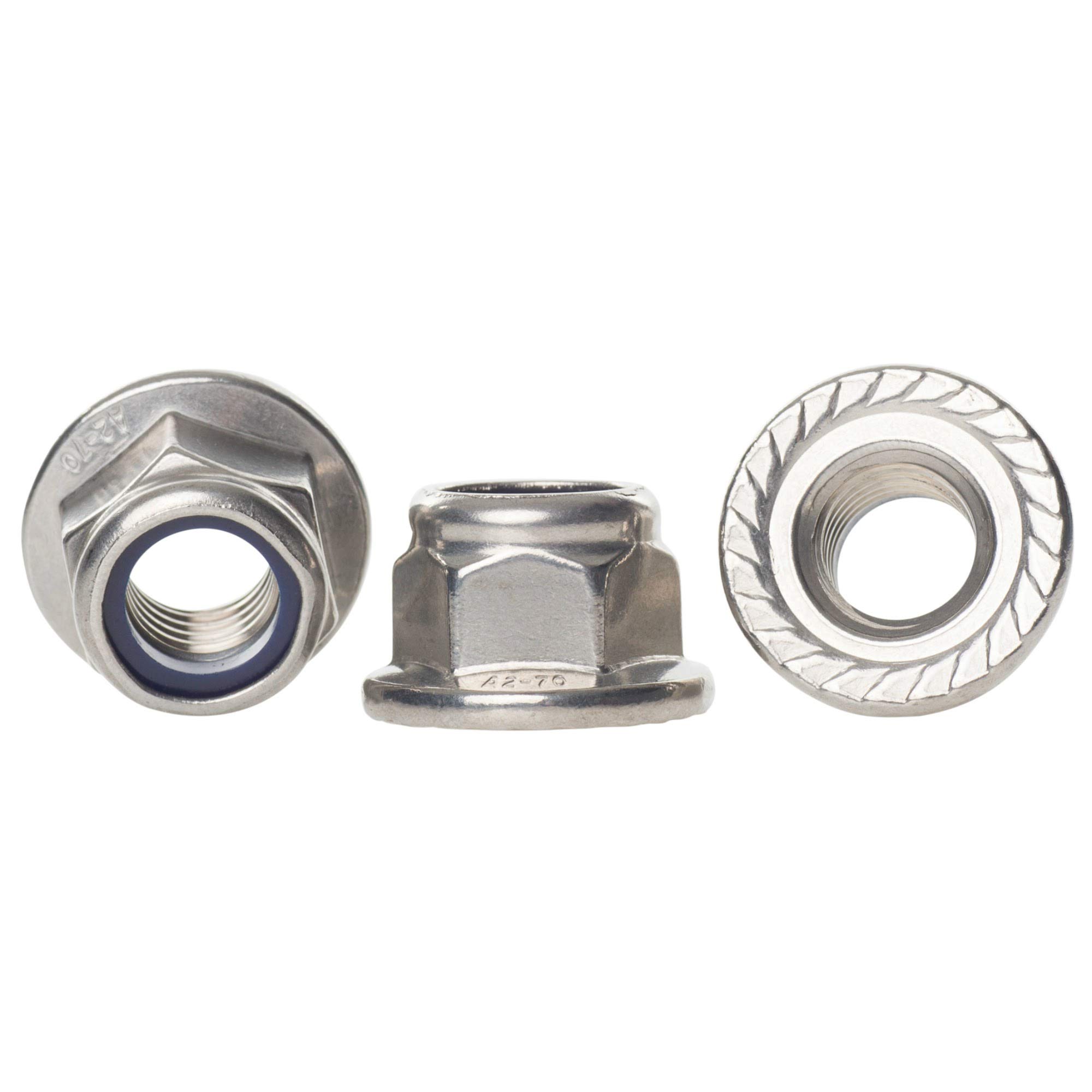 Bolt Base 8Mm / M8 A2 Stainless Steel Serrated Flanged Nyloc Nuts Flange Nylon Locking Nut Din 6926-10 Pack
