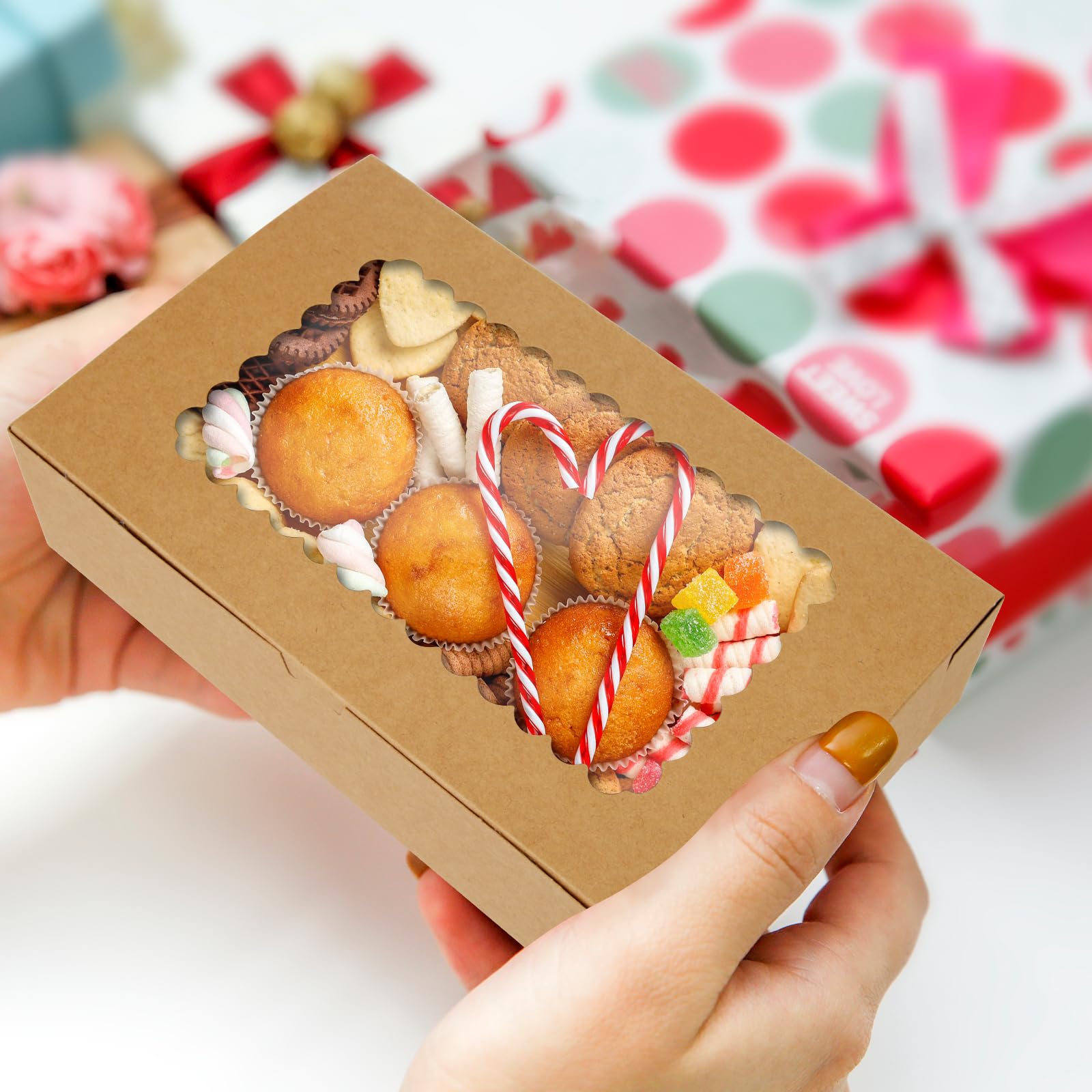6 Scatole Per Torte KBG Con Finestra | 3 Da 25x25x30 Cm E 3 Da 30x30x35 Cm | Usa E Getta, Ideali Per Matrimoni E Compleanni