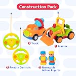 PREXTEX Voiture de télécommande (2 Paquet) Jouets pour enfants 3 Garçons de l'année & Filles - Camion et tracteur RC Voitures pour les jeunes enfants - Anniversaire pour 2-3 ans et plus