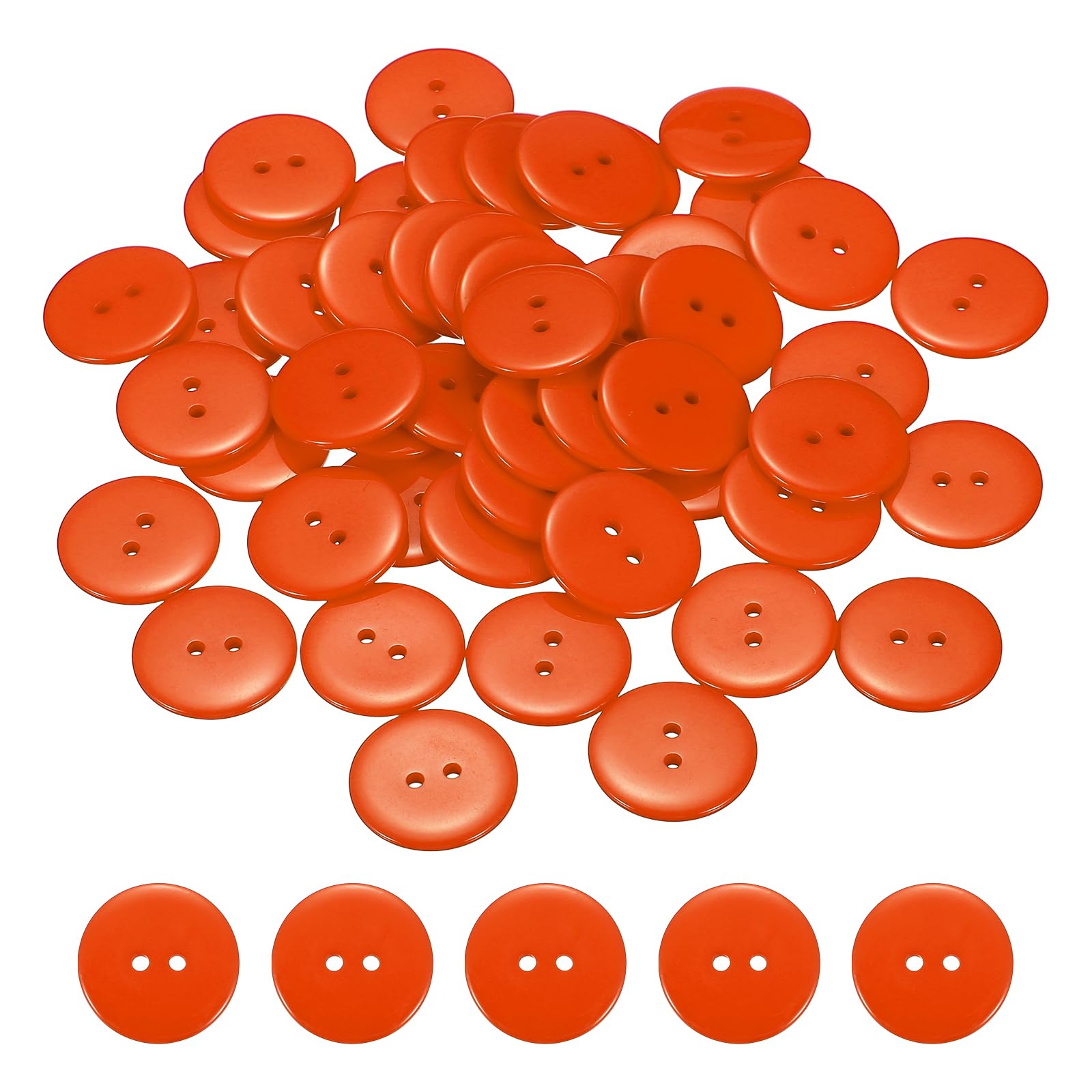 sourcing map 50pcs Resin Sewing Button, 25mm (1-inch) 2 Holes Round Craft Decorative Buttons for Coat Clothes Holiday Decoration, Orange