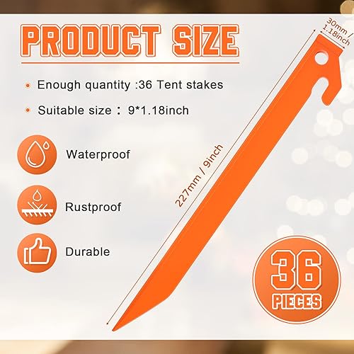 Miniatura 8 de Estacas de plástico para tienda de campaña de 9 pulgadas, estacas de gancho de punta, estacas de tienda de campaña seguras para San Valentín,