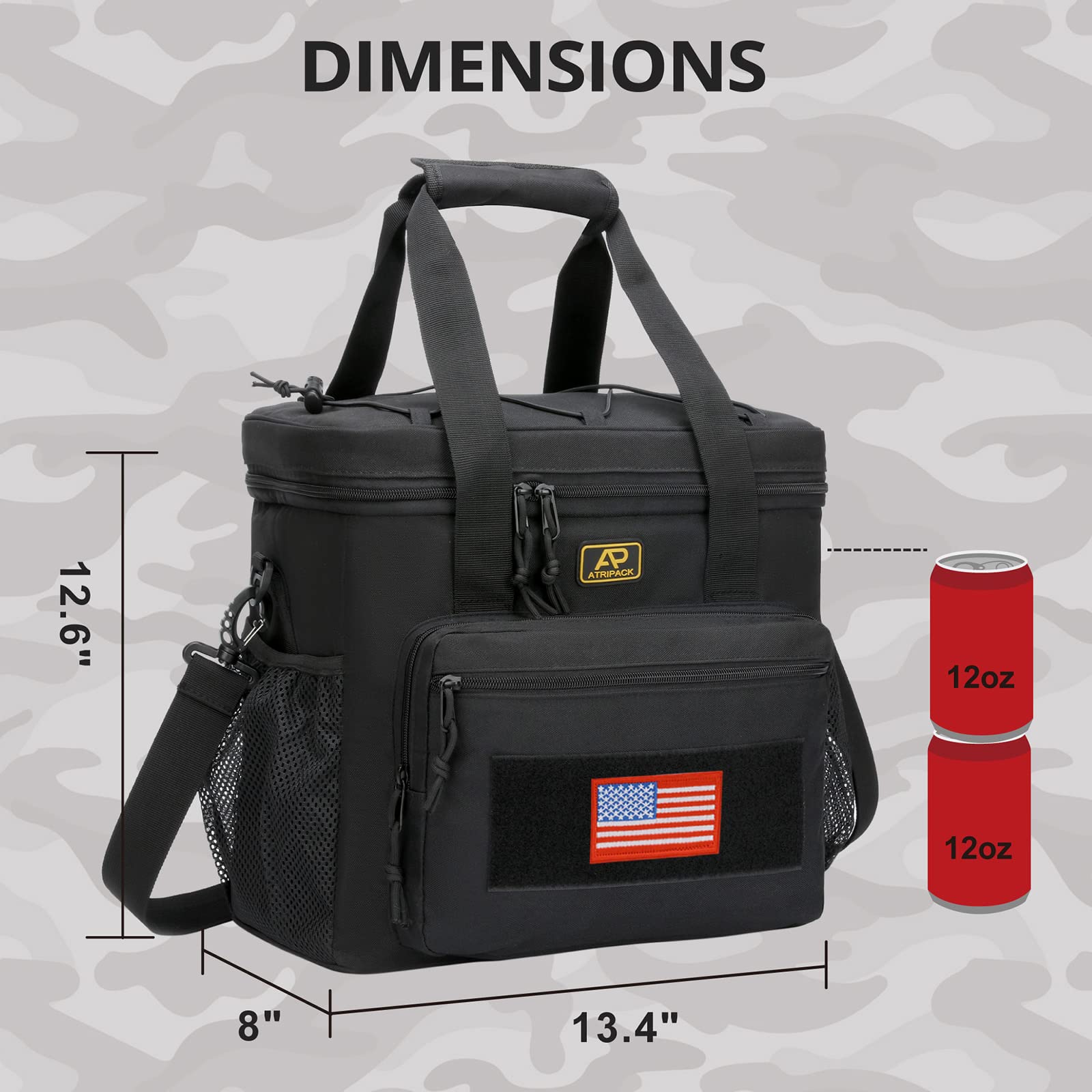 Lunchbox für Herren, taktische Lunchtasche, MOLLE-Gurtband, auslaufsicher, isoliert, große Lunch-Kühler, Frauen, Erwachsene, Picknick, Büro (schwarz)