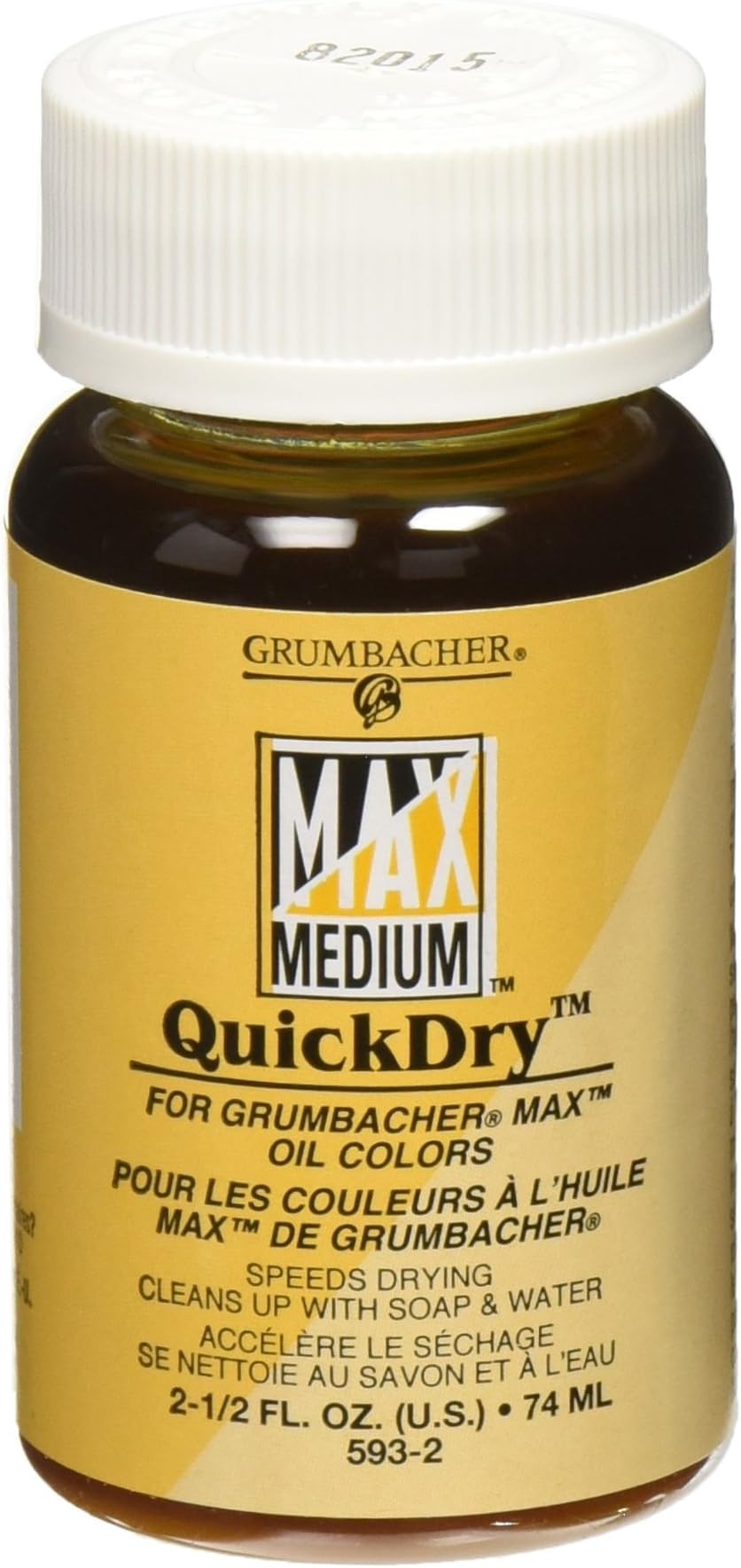 Grumbacher Quickdry Medium for MAX Water-Mixable Oil Paints, 2-1/2 Oz. Jar, #5932