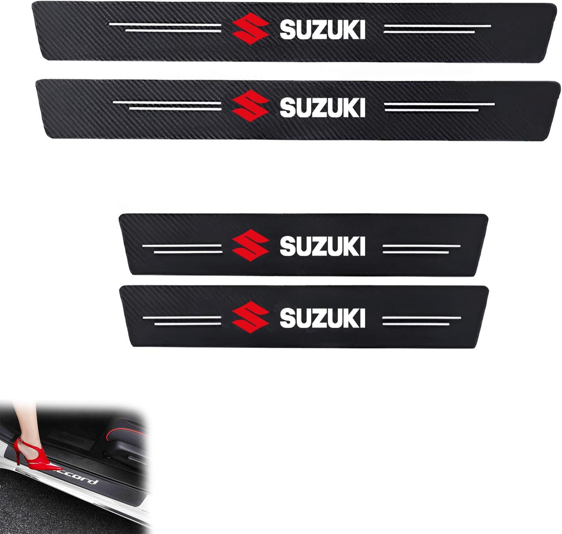 Car Door Carbon Fiber Wrap Film Sill Edge Anti Scratch Guard Protector Stickers for Fronx, Vitara, Brezza, Swift, Baleno, Ertiga, Wagon R, Alto, Dzire, XL6, Celerio, Eeco, Ciaz, Zen, SX4, Ritz
