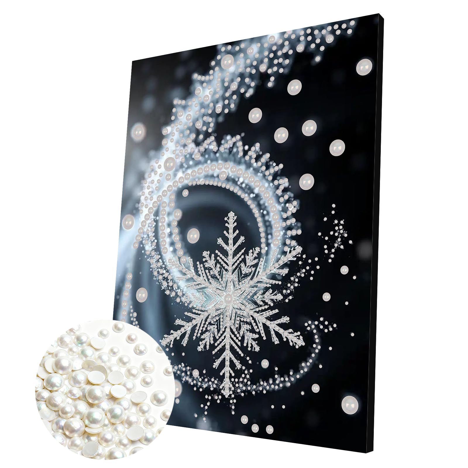 DIY Pearl Painting Kit with Wooden Frame, 3D Plastic Pearl Art Diamond Art Kits for Adults, Ready-to-Hang Home Decor, Gift for Women Beginners(Snowflake)(30 * 40cm)