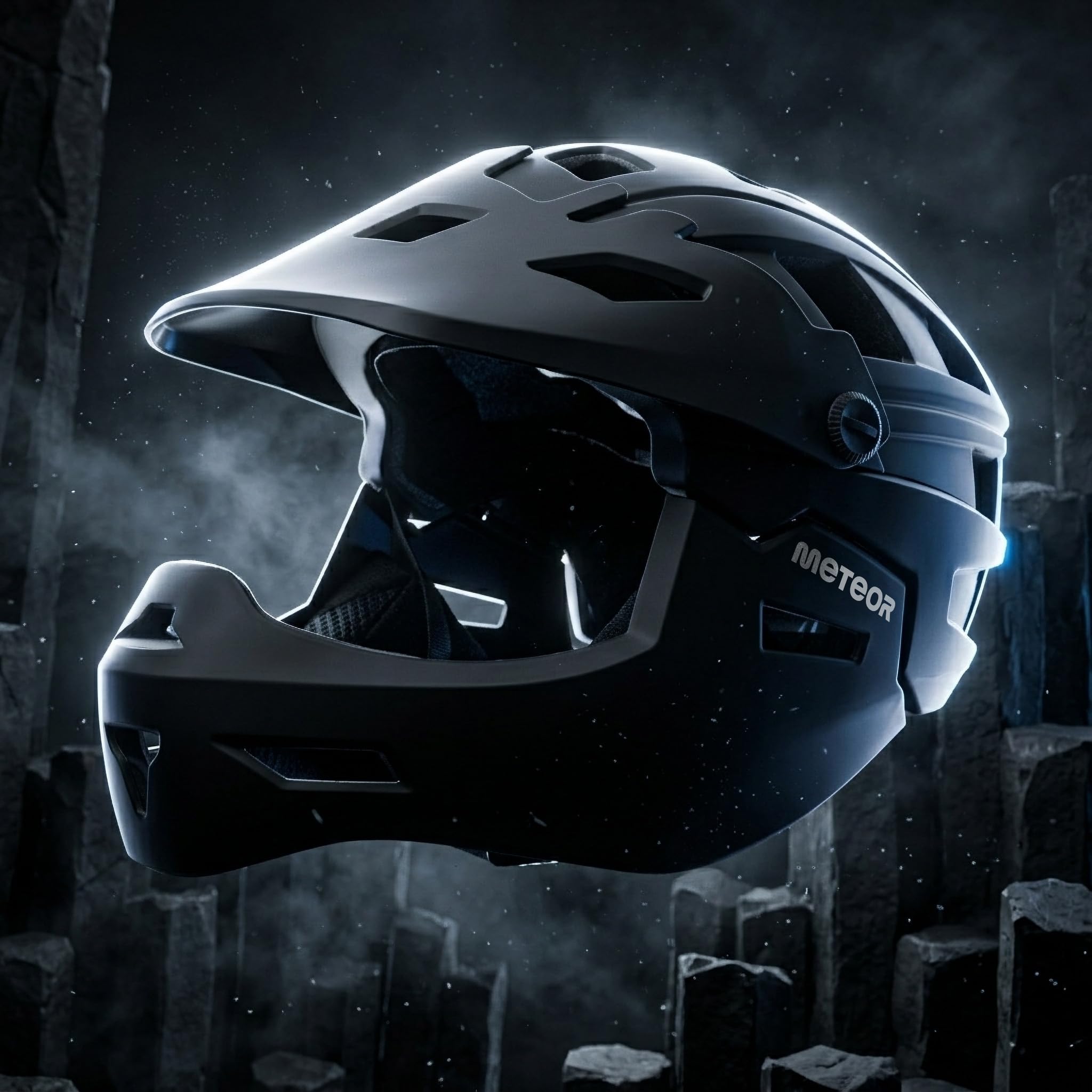 meteor Fullface Fahrradhelm MTB Kinder Erwachsene Integralhelm schwarz